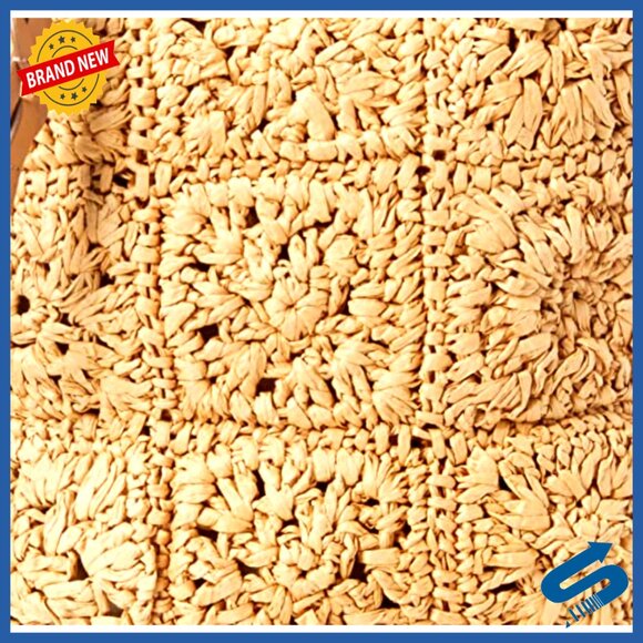 Straw Crochet Crossbody Bag Compact Silhouette Zipper Closure Festival Style